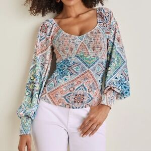 Smocked Printed Top (NWOT)
